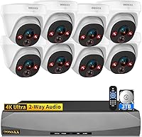 Vista 1 de OOSSXX (4K Ultra & 130°Wide-Angle) Wired Outdoor Security Camera System Dome PoE IP Cameras for Video Surveillance 2-Way Audio 8MP Home Security