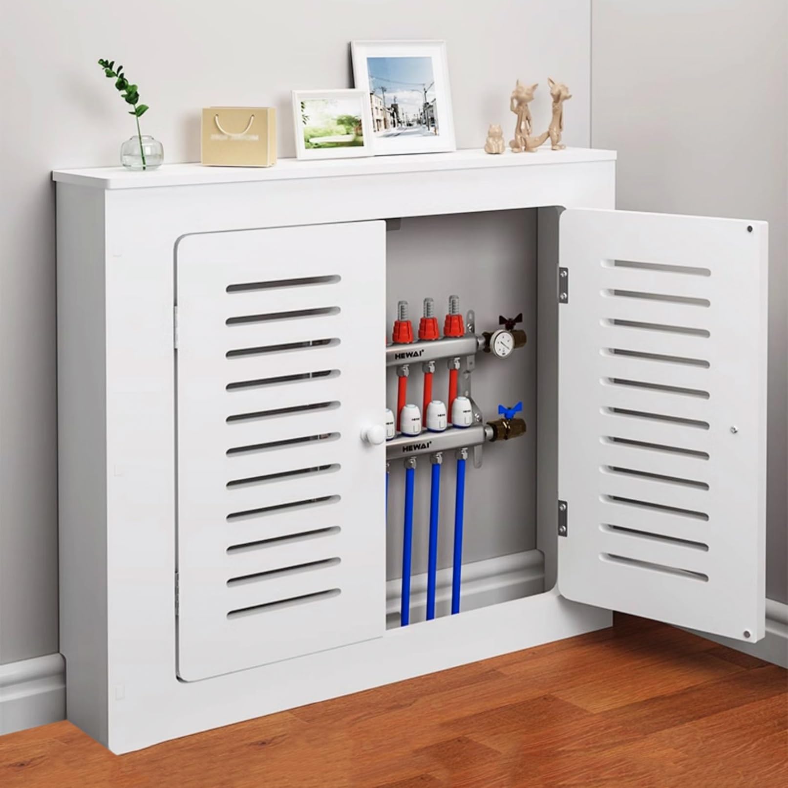 Caja de calefacción decorativa y cubreradiador moderno de 70x70 para almacenamiento de salon