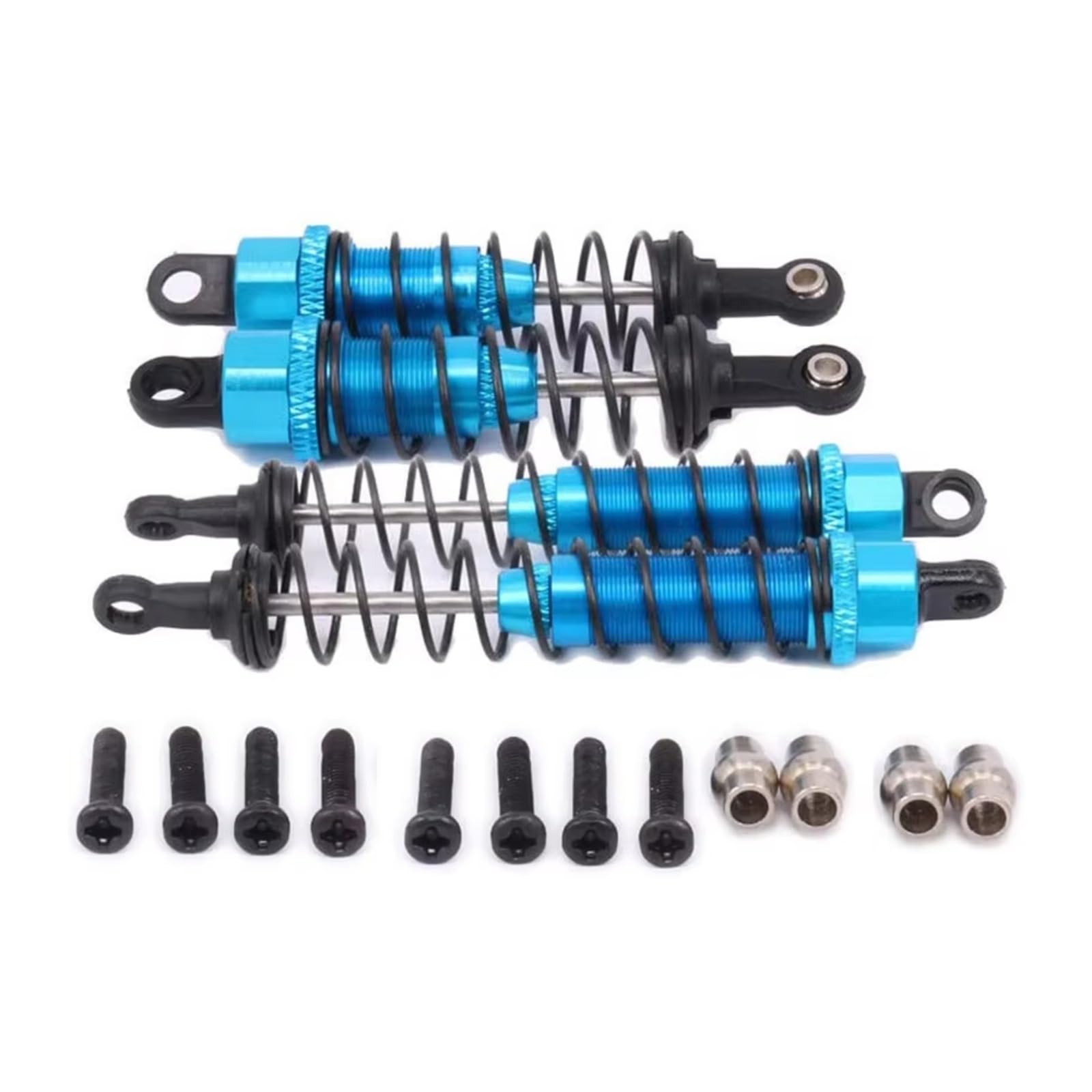 RC zestaw amortyzatorów do WLtoys 12428 12423 1/12, 4-częściowy metalowy amortyzator olejowy, przód i tył, niebieski, samochód RC, samochód szynowy, część zamienna, zastosowanie