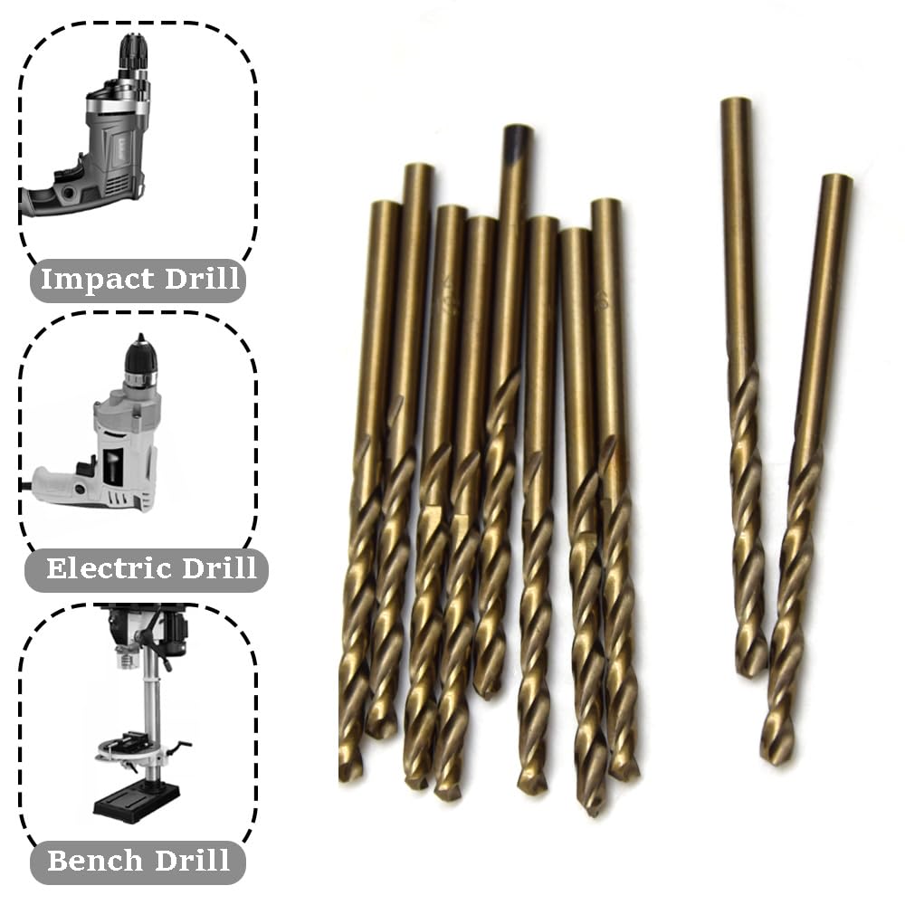 DelitonGude 5,5 mm HSS M35 kobalt twist-boor, hogesnelheidsstaal, set 10, geschikt voor staal, gietijzer en andere metalen (5,5 mm