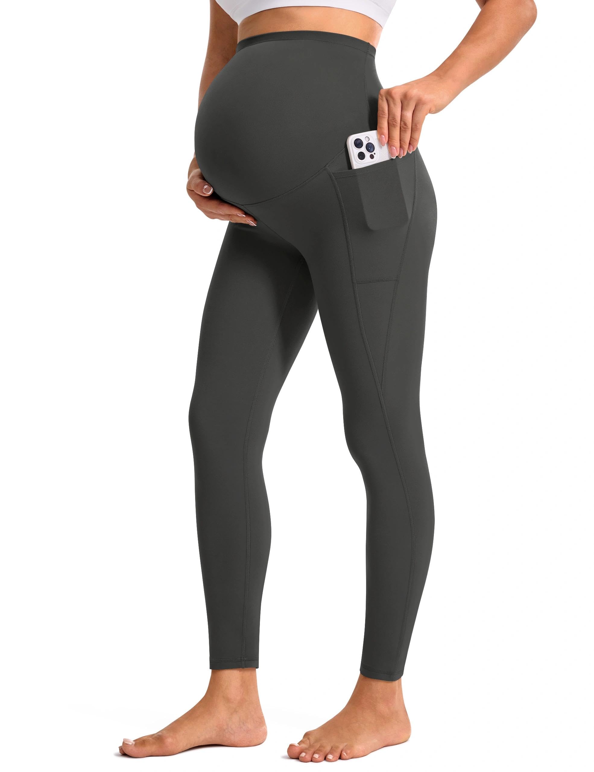 BAYDI Clouduxi Maternity Leggings with Pockets Over The Belly 25" - Buttery Soft Yoga Workout Active Pregnancy Pants