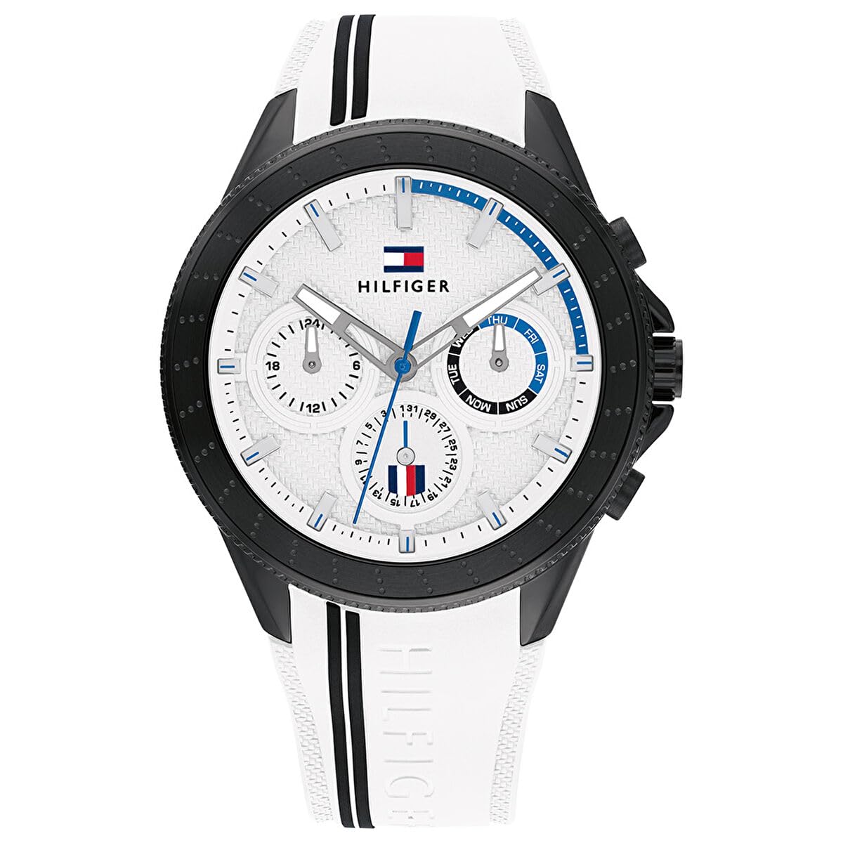 Tommy Hilfiger Men Analog Quartz Watch With Silicone Strap 1791862, White, Strap