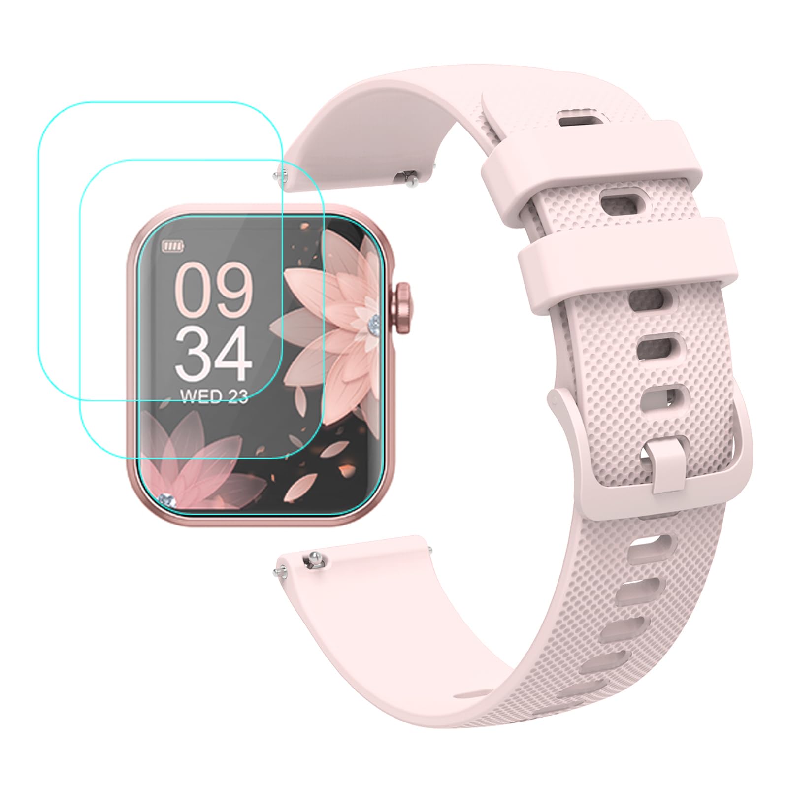 Futanwei Smart Watch Accessories - Quick Release Watch Band with 3 Pack Screen Protector Not Tempered Glass Replacement
