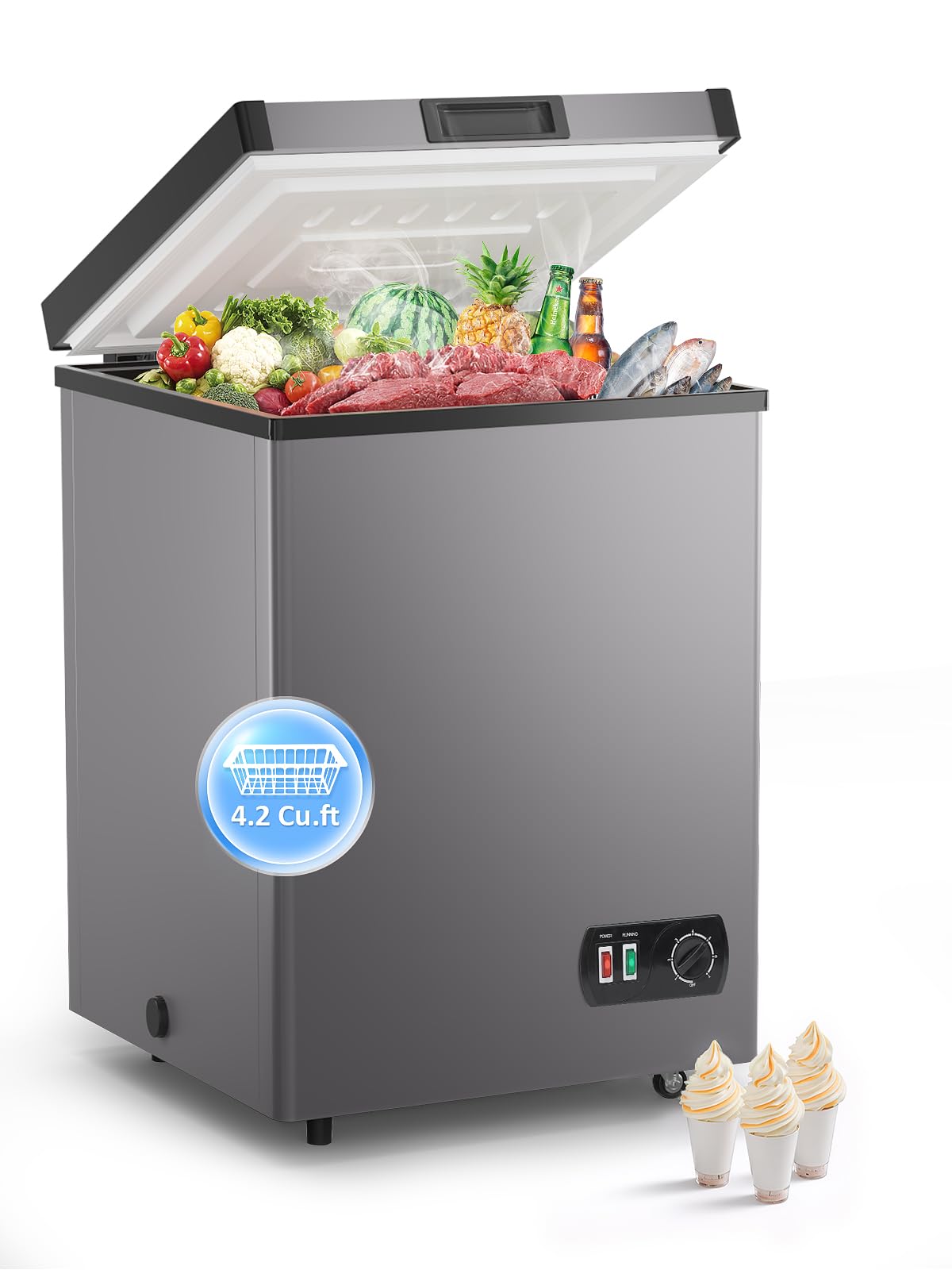 5 SUNDAY LIVING BD-108L 4.2 cu ft Chest Freezer Grey
