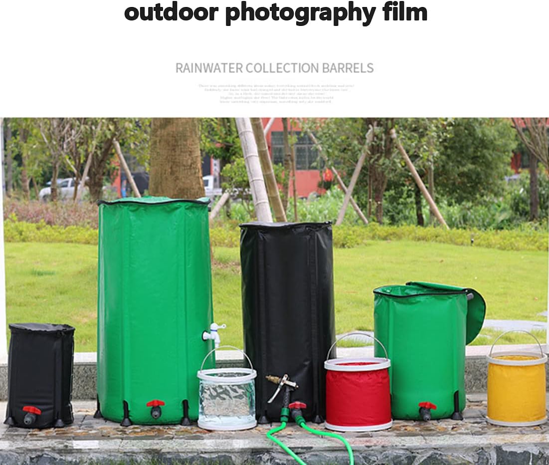 Collapsible Rain Barrel, DIY Kit, Portable Rain Water Collection Barrel, Plastic Outdoor Home Water Storage Collector, with Filter Spigot Overflow Kit,Black,100L/40 * 78CM