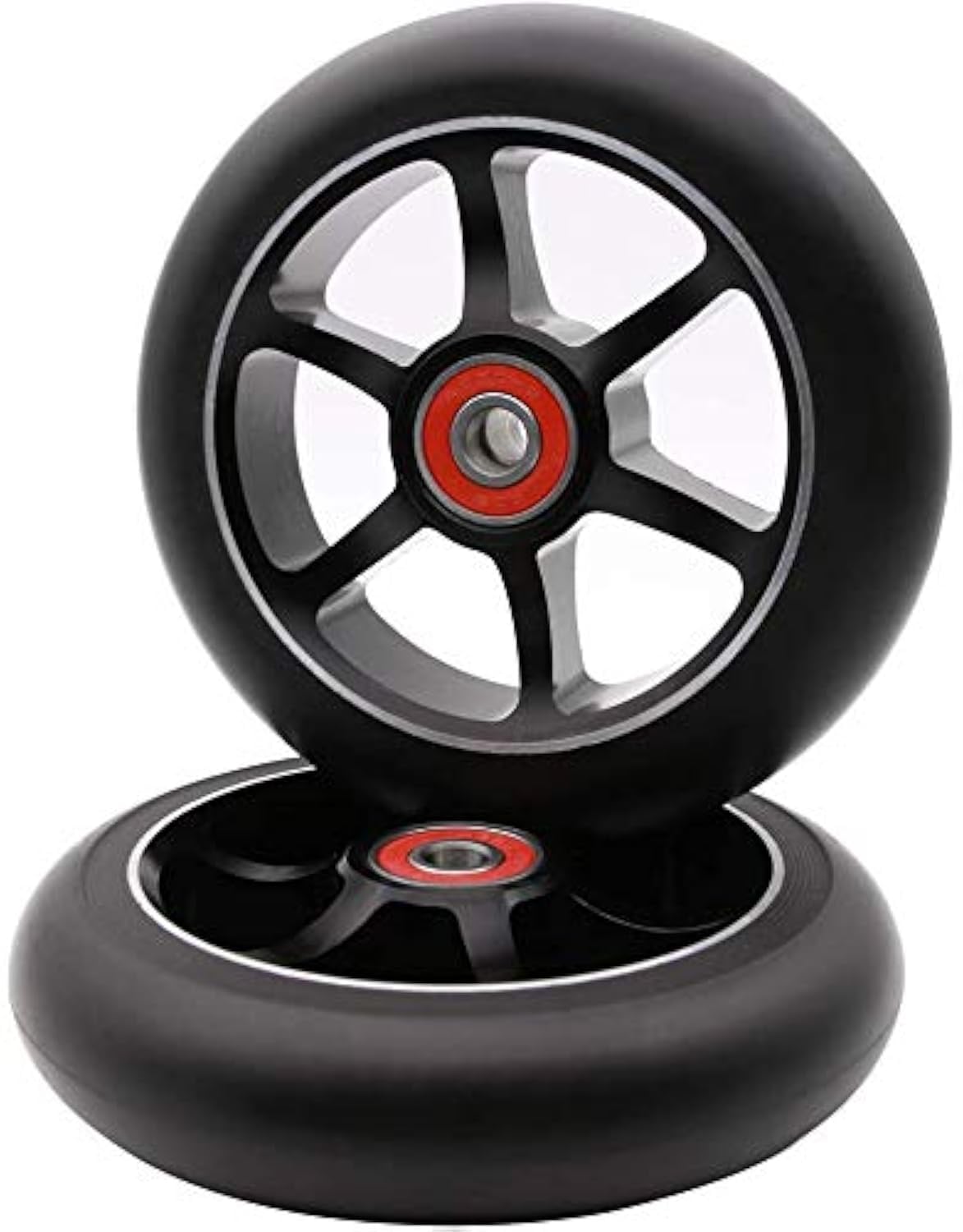 Z-FIRST 2Pcs 120mm Pro Scooter Wheels with ABEC 9 Bearings for MGP/Razor/Lucky Pro Scooters (6 Spoke) (Black)