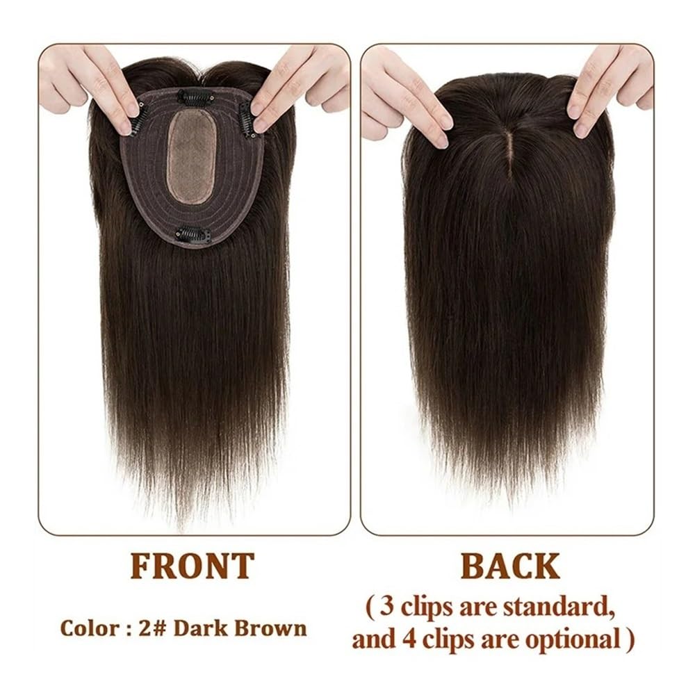 Topper for capelli umani con frangia for donne con capelli diradati | Base in pizzo 12×13 cm,Parrucchino dritto, base in morbido pizzo traspirante for le donne(Off Black,12 inches)