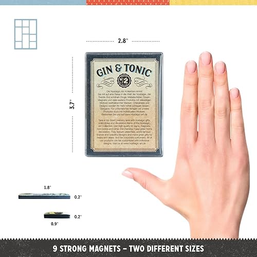 Miniatura 2 de Nostalgic-Art Imanes de nevera estilo retro, Gin & Tonic Served Here  Idea de regalo para aficionados al cóctel, juego de imanes para tablero de