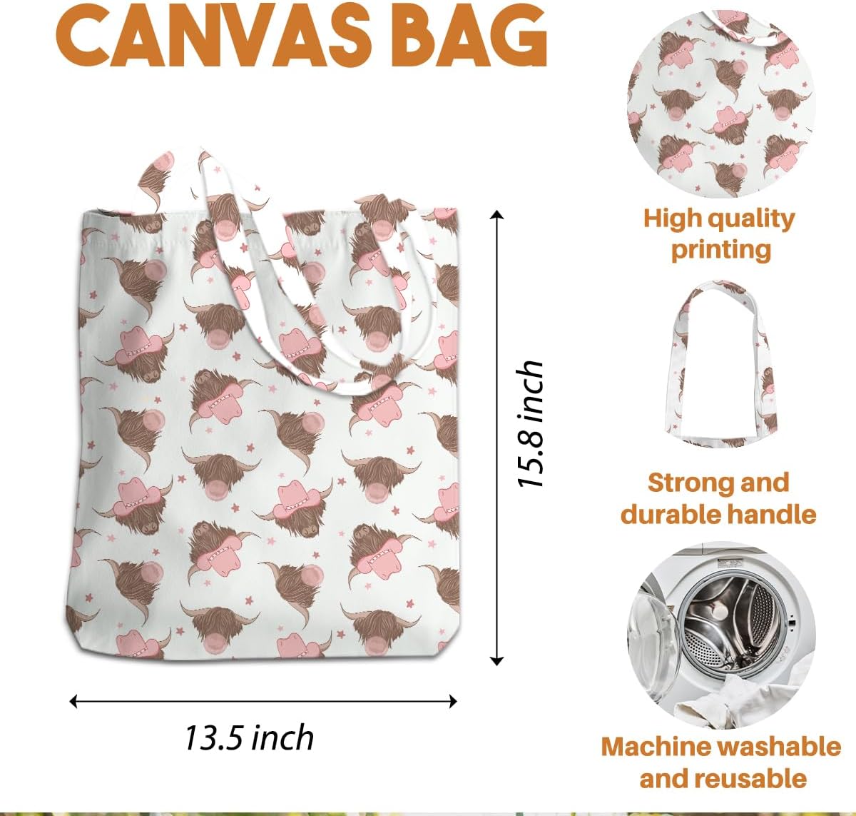 Western Decor Tote Bag for Women Western Stuff Gifts for Women Friend Reusable Grocery Bags for Shopping Christmas - Image 4