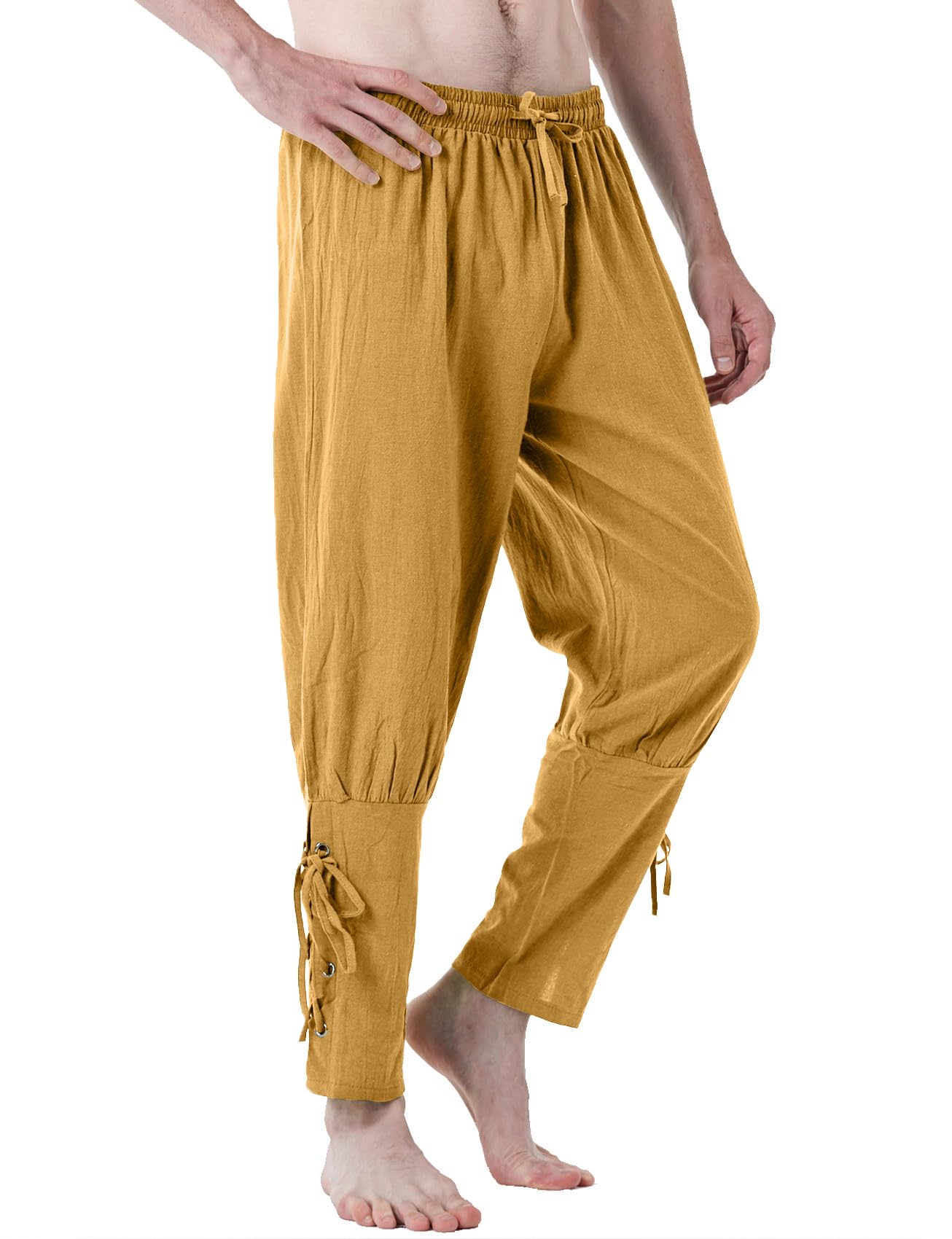 JEMITOP Mens Pure Cotton Ankle Banded Renaissance Pants