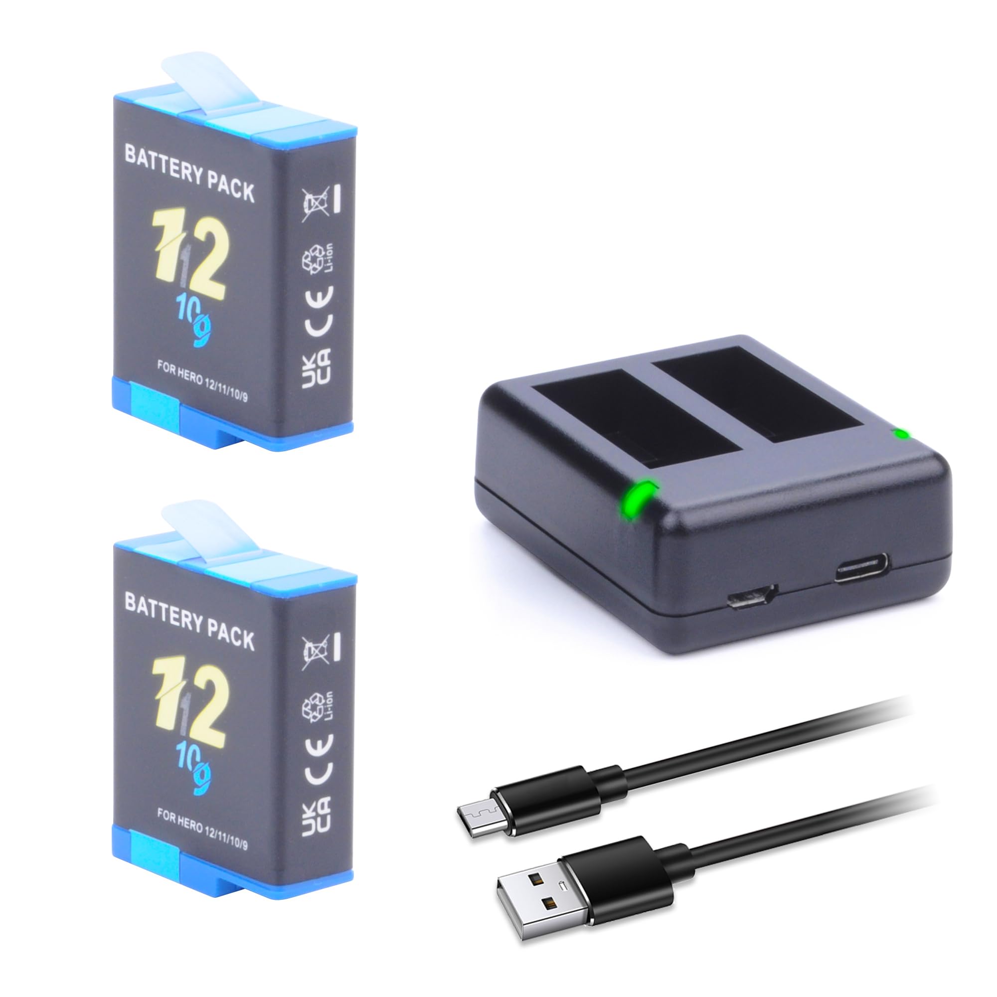 Chargeur De Batterie Pour GoPro 9 10 11,lumière LED,charge à 2 Voies