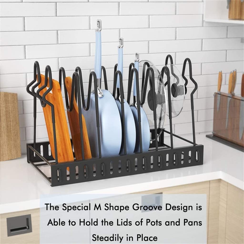 Estante Organizador de ollas y sartenes Ajustable 3 métodos de Bricolaje Sartenes de Metal Resistente Tapas de ollas Estante de Almacenamiento para Cocina (Color: B) (B)