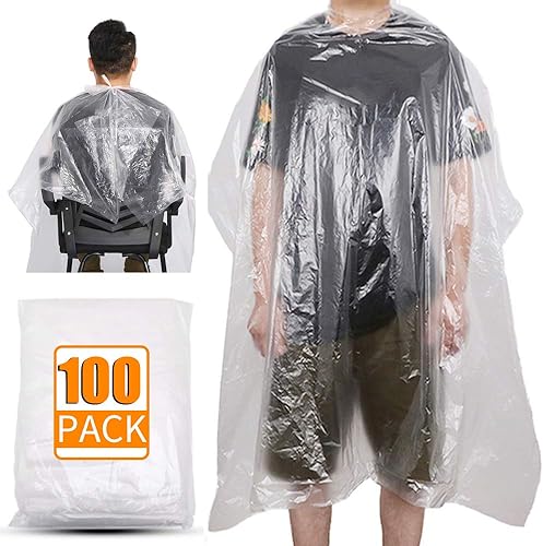 JFG RACING Capas desechables para cortar el cabello, Transparente