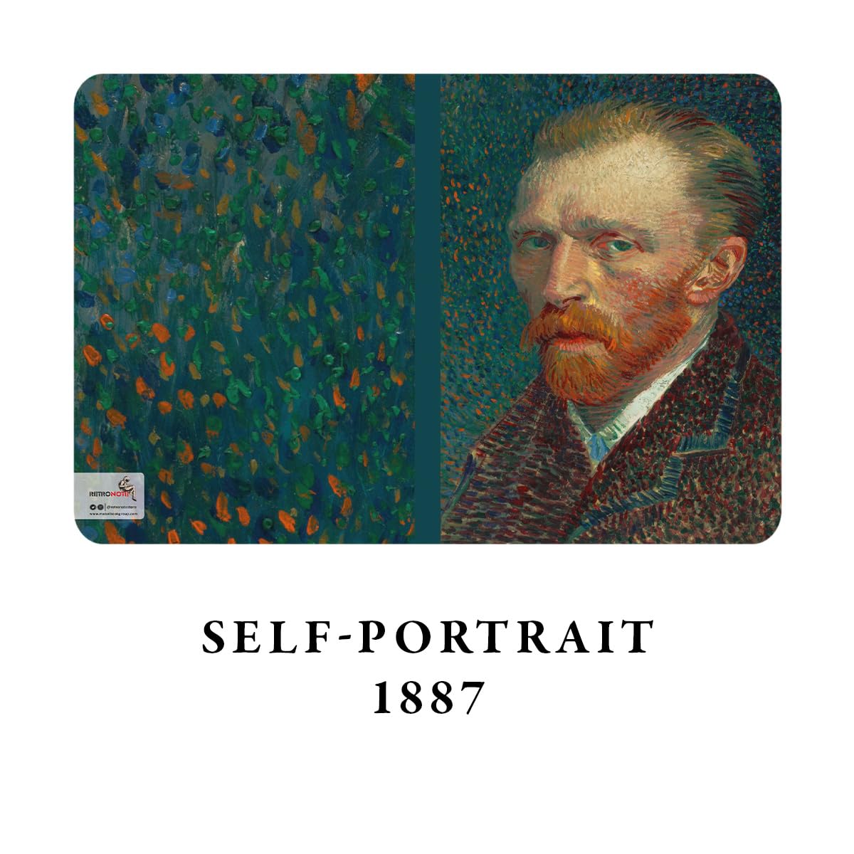 Retronote Set di 4 quaderni Van Gogh serie II - A5, senza righe, totale 256 pagine, 64 pagine, rilegatura a filo, copertina flessibile, bordo ovale, texture tela, 60 grammi, giallo crema