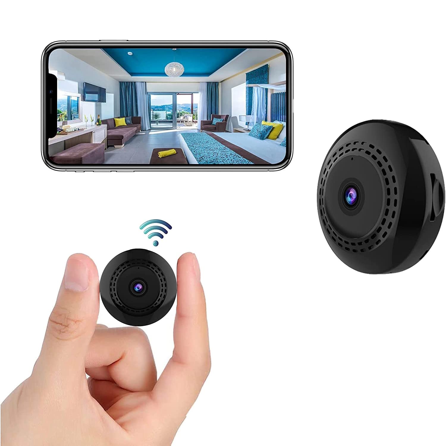 Mini CaméRa WiFi CaméRa CachéE sans avec VidéO 1080P Petite CaméRa Nounou Portable avec Application TéLéPhone, DéTection de Mouvement