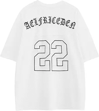 Aelfric Eden Mens Jersey Shirts Mesh Print Number Unisex Oversized Graphic Tees Short Sleeve Casual T Shirt Y2k Tops