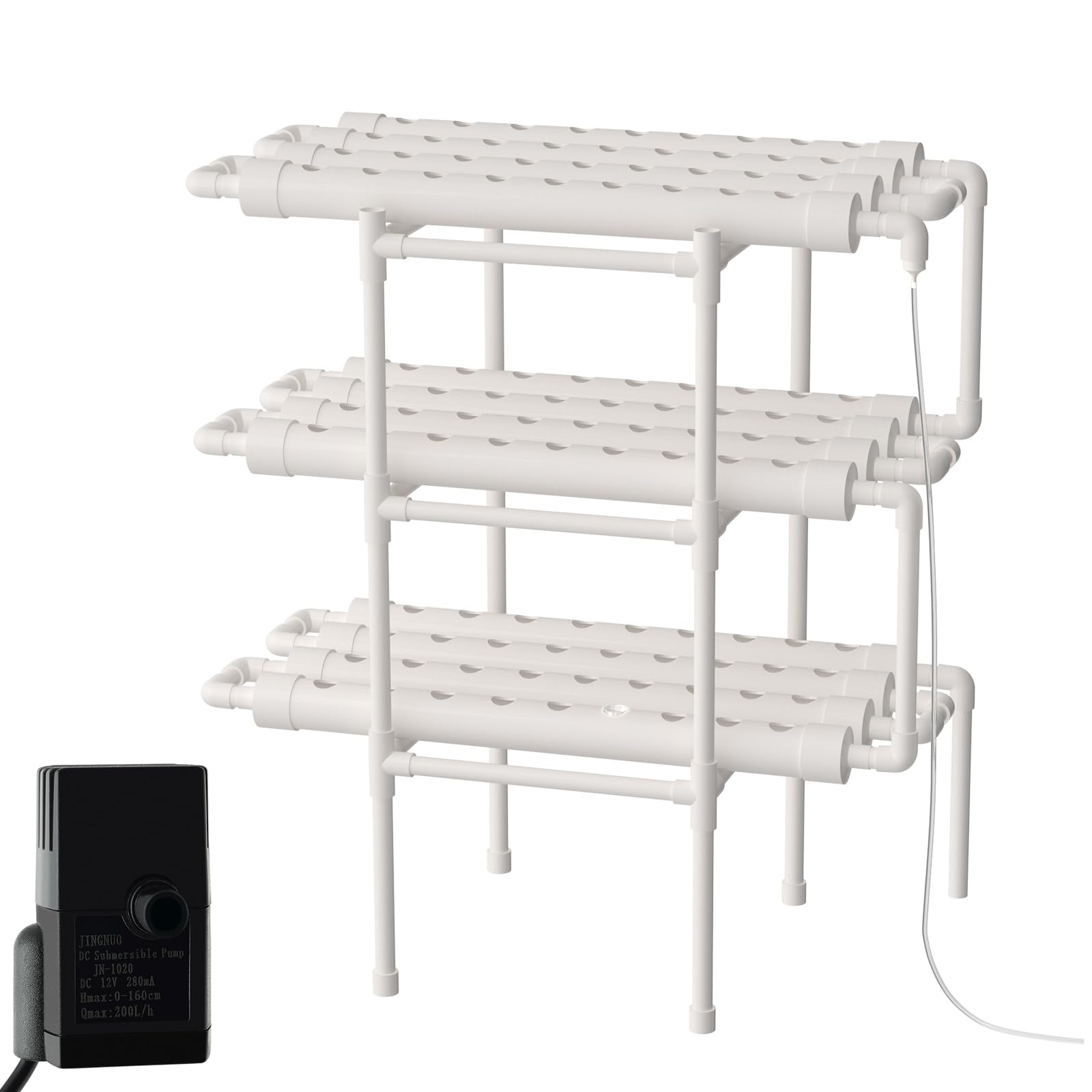 Hydroponic Grow Kit con Pompa ad Acqua, 3 Strati, 108 siti di impianto,Coltivazione idroponico, Tubi di Coltivazione Senza Terra, di irrigazione Automatico per Piante (108