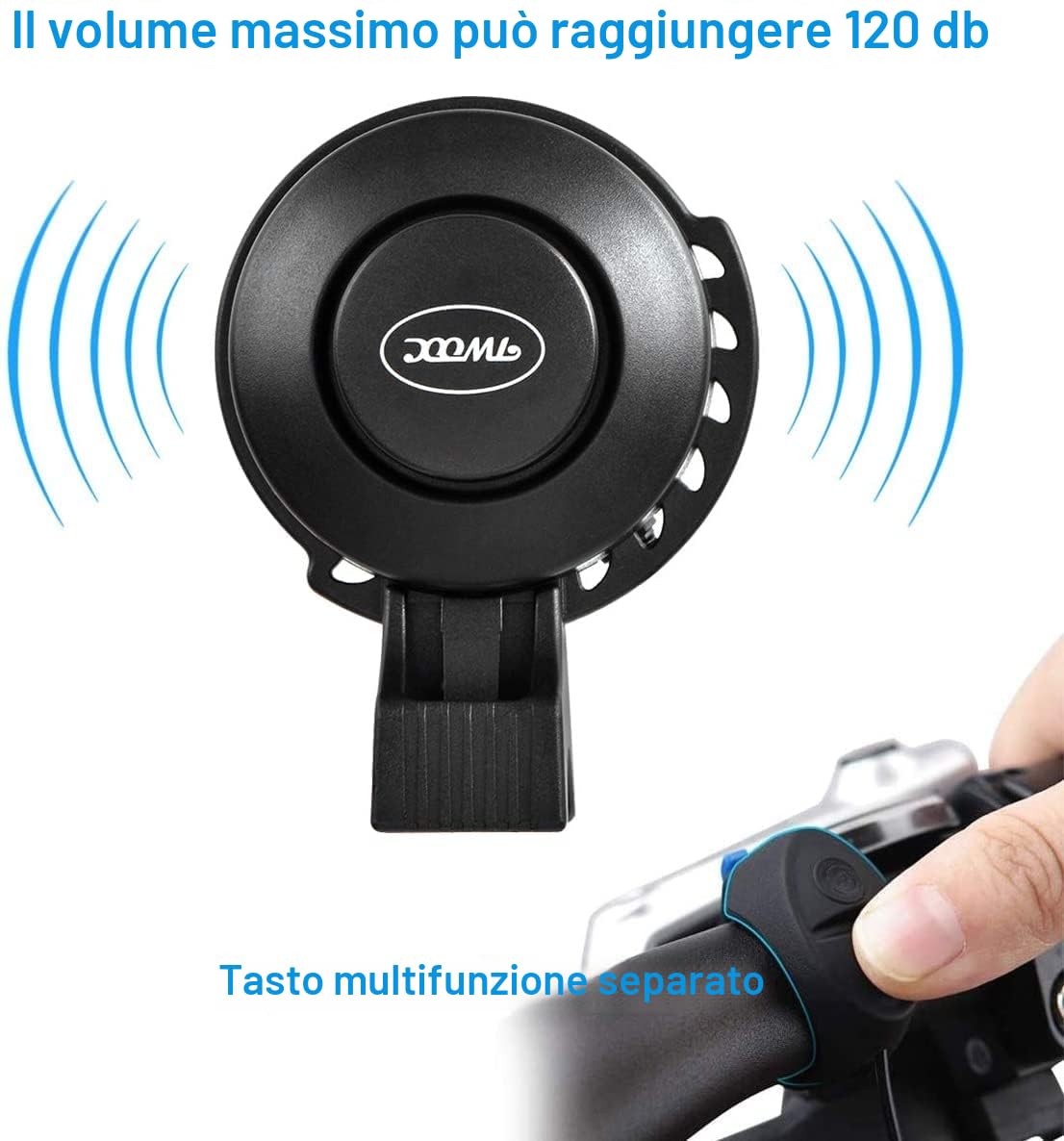 Queta - Campanello per Bicicletta,USB Mini Bicicletta,IP65 + Anti-Polvere + Anti-Drop, per Bicicletta da Strada/BMX, in ABS