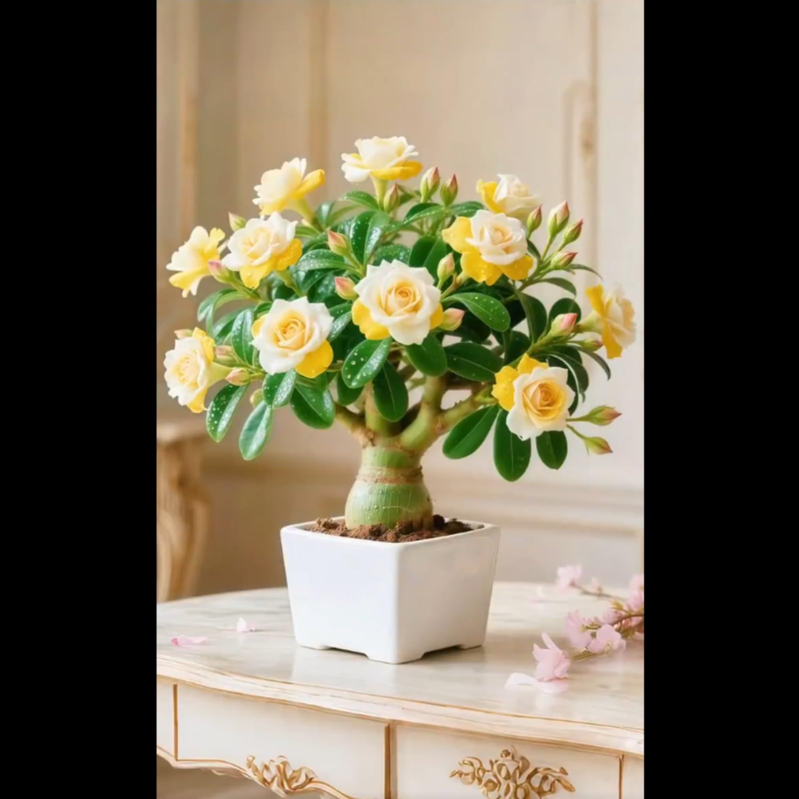 Desert Rose Bulbs for Planting Now UK Ornamental Perennial Greening Flower Unique Easy Plant Professional Natural Organic Cold-Resistant Excellent Display Good for Containers-3Bulbs-I — image 1