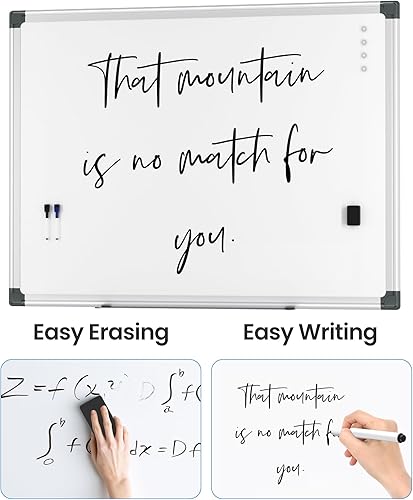 Miniatura 5 de Pizarra blanca magnética para colgar de 36 x 48 pulgadas para oficina, clase, hogar, marco de aluminio plateado, 1 borrador de borrado en seco, 2