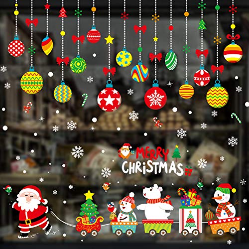 Xnuoyo Pegatinas Navideñas para Ventanas Decoraciones Navideñas para Ventanas Copo De Nieve Navideño Pegatinas para Ventanas Fiesta Navideña Papá Noel Muñeco De Nieve Trineo Pegatinas para Ventanas