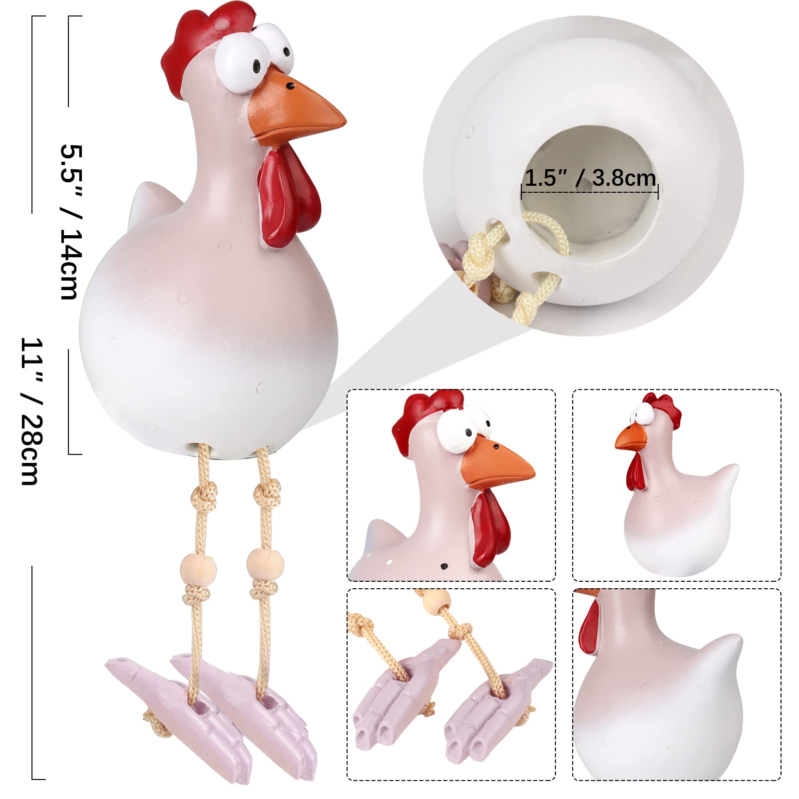 Decorazione Da Giardino Galline In Resina - 3 Pezzi Divertenti E Colorati Per Esterni - Foto 6