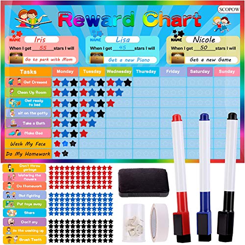 Reward Chart for Kids, SCOPOW Chore Chart for Kids Multiple Kids Adults, Toddler Preschool Leaning Toys, Behavior Chart for Kids with Dry Erase Markers Magnetic Stars Behaviors, Chore List for Kids Reward Chart for Kids, SCOPOW Chore Chart for Kids Multiple Kids Adults, Toddler Preschool Leaning Toys, Behavior Chart for Kids with Dry Erase Markers Magnetic Stars Behaviors, Chore List for Kids
