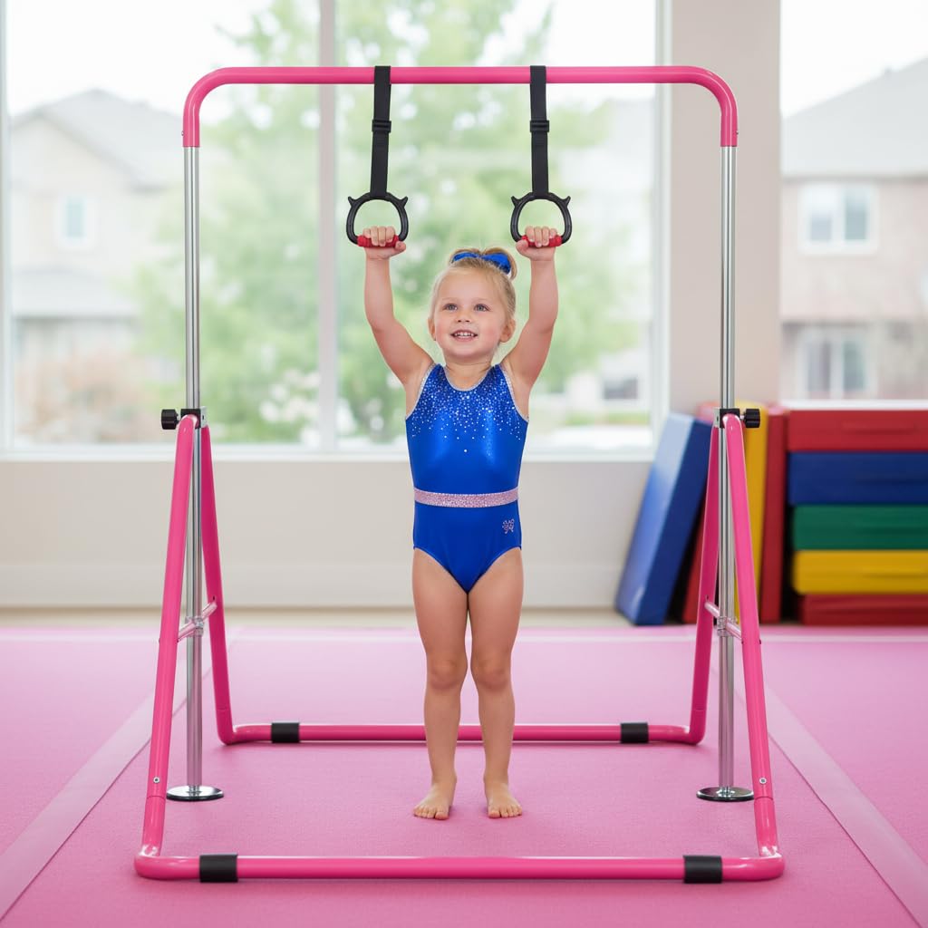 Barres De Gymnastique Extensibles Pour Enfants TuliperMood - Hauteur Réglable Rose