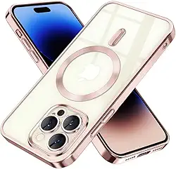 Capinha Case Capa Transparente Magnética Anti Impacto Slim Luxo Premium Proteção de Câmera Para iPhone (Rose, iPhone 13 Pro Max)