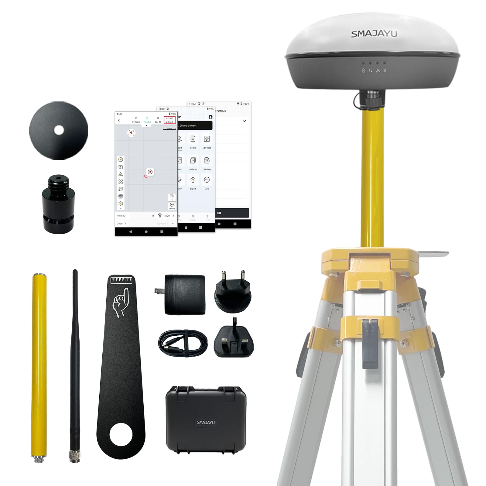 GPS Surveying Equipment Rover Base Switched Freely,Surveying Software Included,PPP RTK PPK IMU GNSS Receiver, 2.5mm Static Accuracy, Coodinates