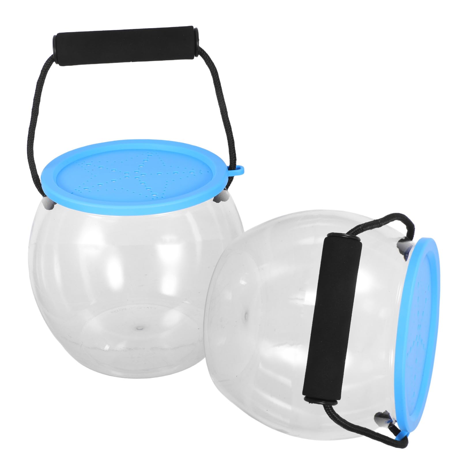 2 Stück Kleine Transparente Kunststoff fischschale mit Sicherem Deckel und Traggriff Tragbarer Aquarium Eimer für Fische Schildkröten und Wasseraufbewahrung Beim Angeln Strand See