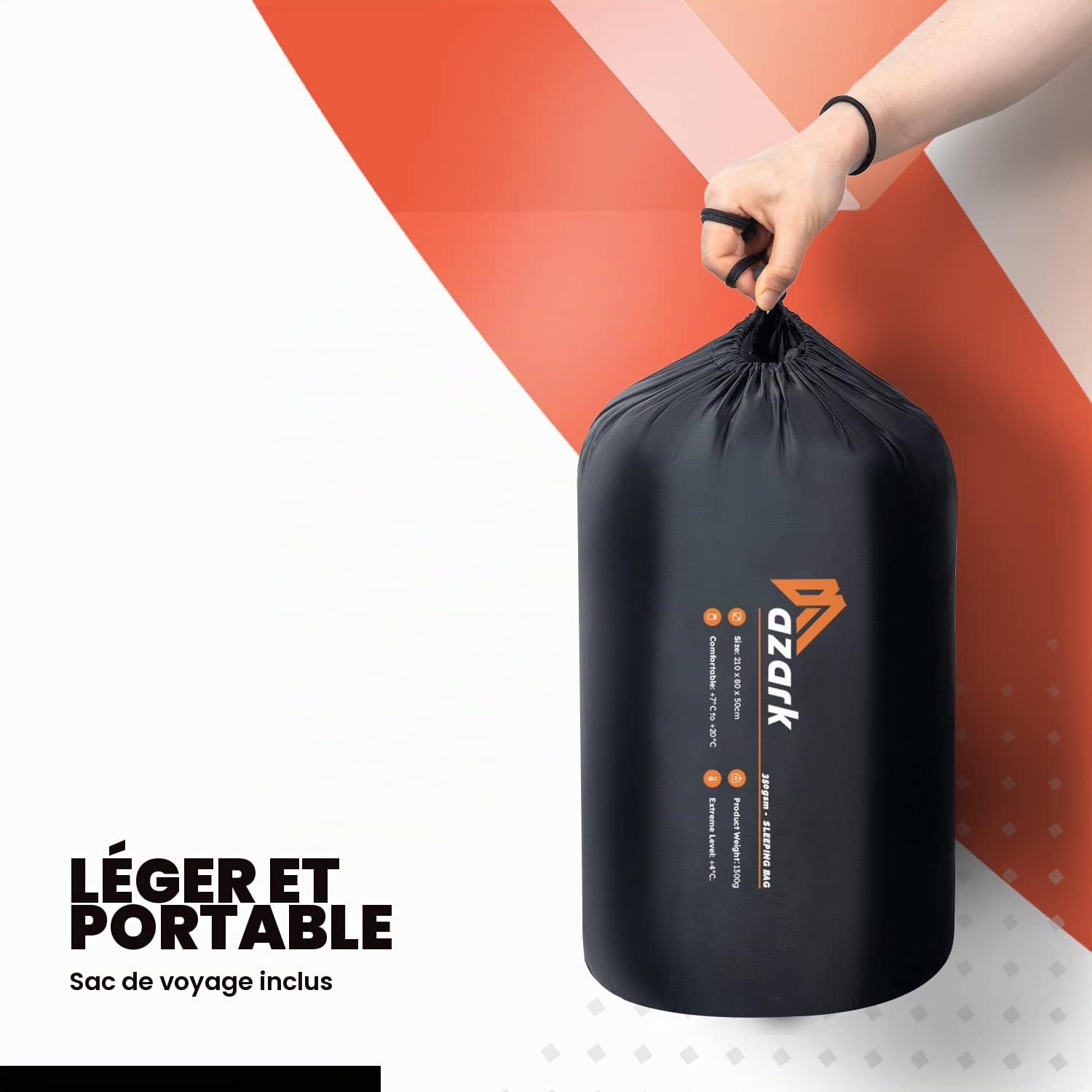 azark Sac de Couchage de qualité supérieure, 350 g/m², léger et imperméable, 4 Saisons de Camping, randonnée et Plein air, Sac de Couchage pour Adultes et Enfants