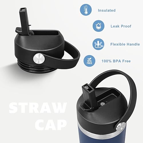 Miniatura 2 de FLAKBOTEL Tapa de popote para botella de agua Yeti Rambler de 18 onzas, 26 onzas, 36 onzas, 64 onzas, tapa de repuesto de mango flexible para