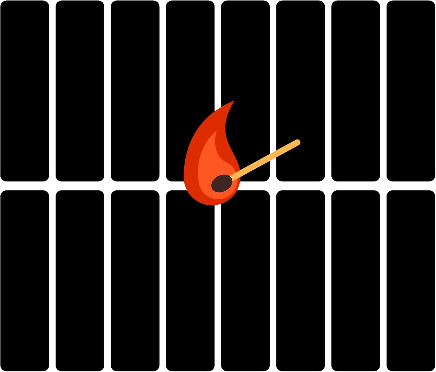 16 Count Black Match Striker Pack | Peel & Stick Replacement Strikers (2″ x 1/2″)