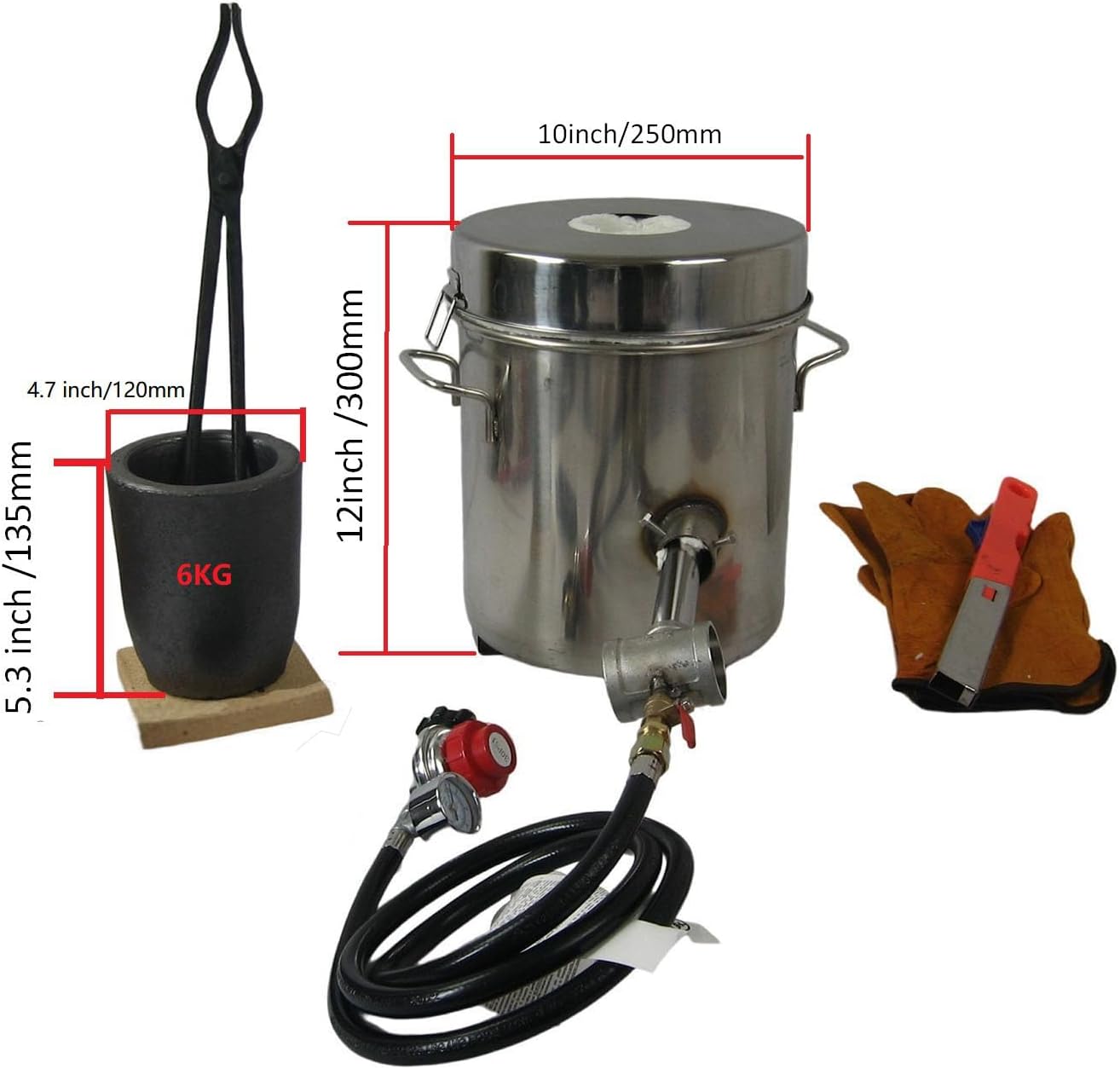 6KG(13lbs) Gas Metal Melting Furnace Propane Forge Casting Tool Gold Foundry Refine