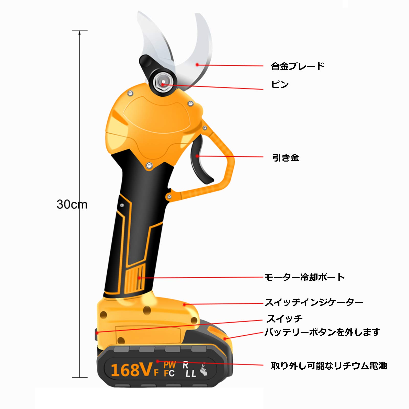 電動はさみ Amazon | 【780g・軽くて切れる】Kebtek 電動剪定鋏 切断径22mm