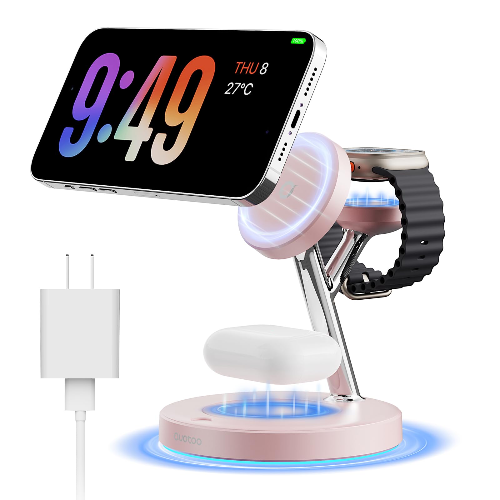 3 in 1 Charging Station Compatible with Magsafe Charger Wireless Charger Stand for iPhone16 15 14 13 12 Series Wireless Charging Station for AirPods