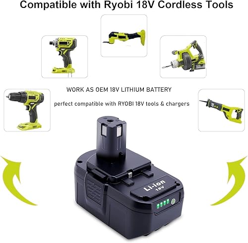 Miniatura 2 de Paquete de 2 baterías de 7.0Ah 18V compatibles con Ryobi 18 voltios ONE+ P102 P103 P104 P105 P107 P108 P109 P122 batería inalámbrica para