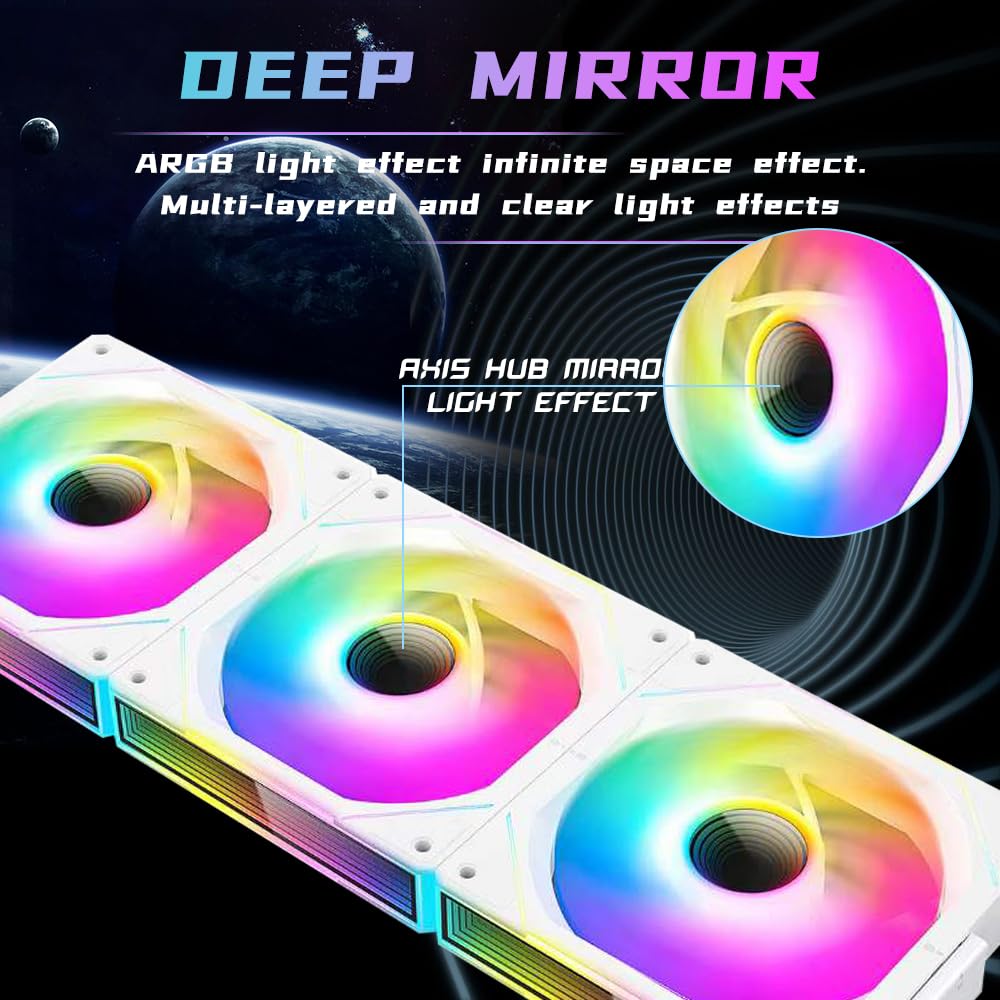 Jungle Leopard Interstellar V1 - Ventilador de PC de 120 mm, módulo de espejo infinito, cadena de margarita de 5 V, ARGB PWM, ventilador de PC, paquete triple adecuado para carcasa de computadora y