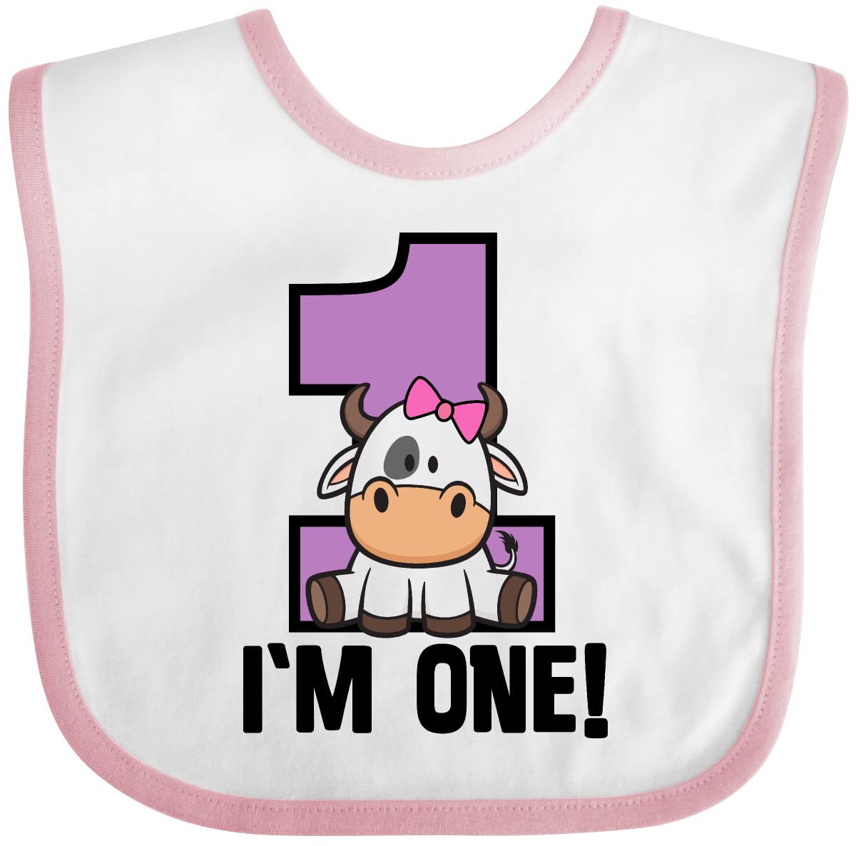 inktastic 1st Birthday Cow Farm Party Girls 1 Year Old Baby Bib