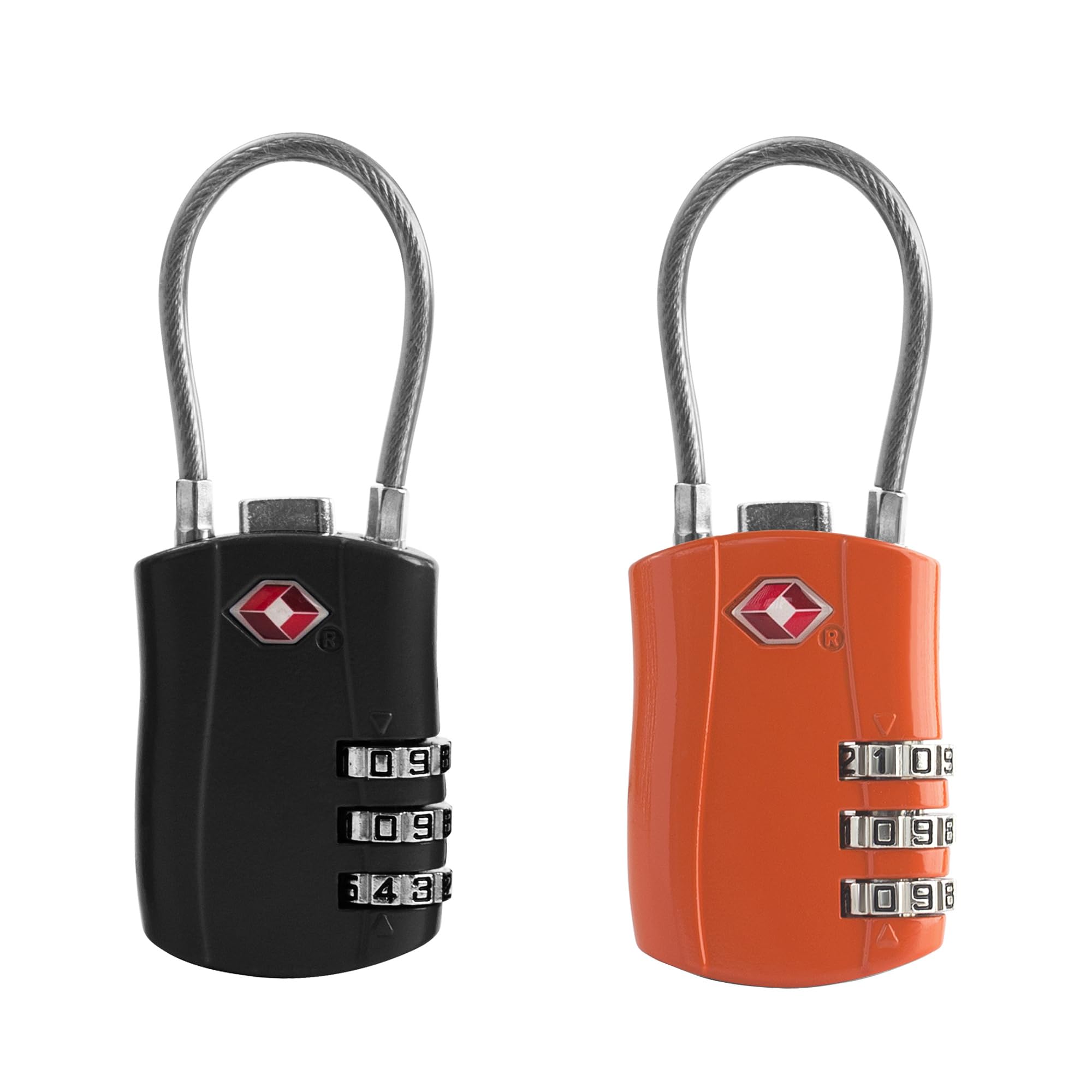 Luggage Locks TSA Approved, Small Padlock Combination, TSA Locks for Luggage, Suitcase, Travel Essentials, Combo Padlock with Cable, for Backpack, Bag, Zipper, Locker, Case, Box (2-Pack)