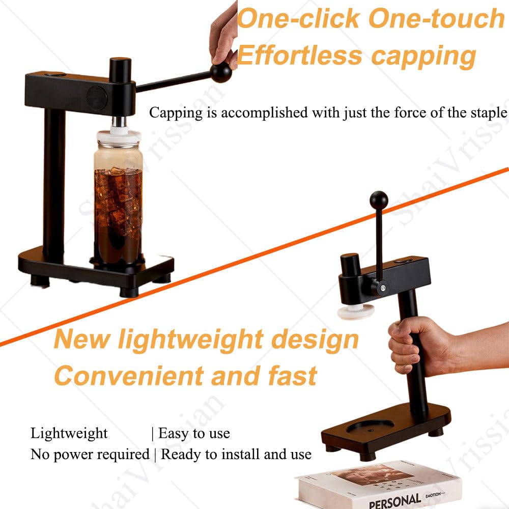 Macchina Sigillatrice Portatile per Lattine,Tappatrice Manuale,Altezza Regolabile 90-160mm,Base Stabile Inclusa,Non Richiede Elettricità,per Conserve Casalinghe Pink