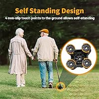 Vista 5 de Punta de bastón cuádruple mejorada: punta de muleta de 4 puntas con placa reforzada de metal en la articulación del bastón, diseño antideslizante