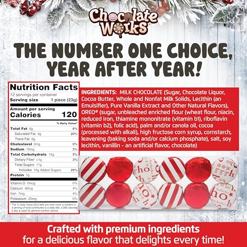 Image of Chocolate Covered Cream Filled Cookies by Chocolate Works, Gourmet Christmas Chocolate Gift Box, Milk Chocolate Coated Cookies, Red, 12 Premium Belgian Chocolate Treats