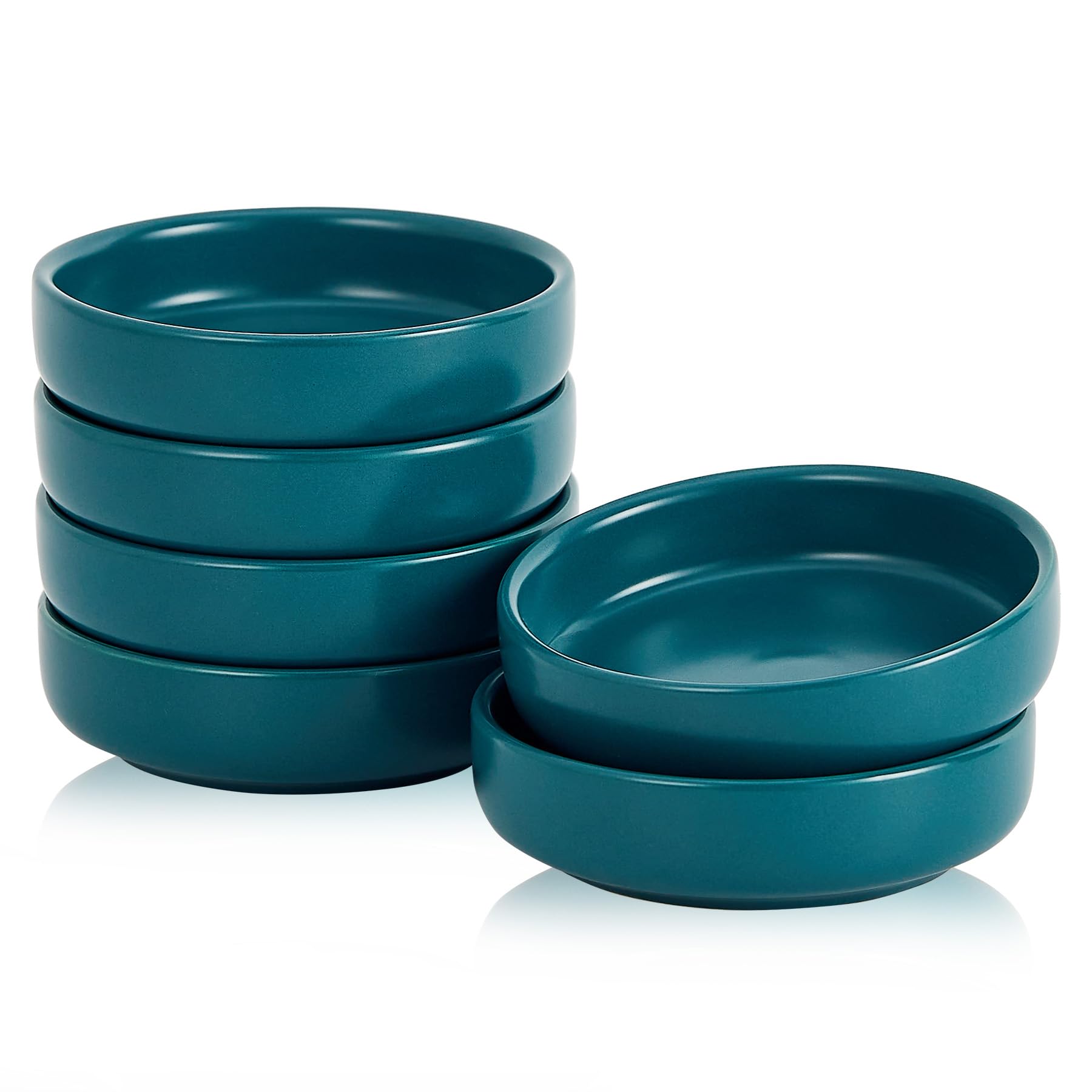 Set Di 6 Ciotole Per Salsa In Ceramica - Piccoli Piatti Giapponesi Per Salsa Di Soia, Sushi E Antipasti, Colorati E Assortiti, Design A Forma Di Petalo, Impilabili E Salvaspazio, Adatti A Microonde E Lavastoviglie