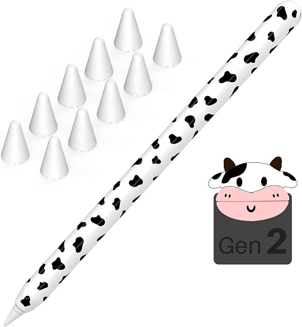NIUTRENDZ Cow Print Case for Apple Pencil 2nd Generation - Silicone Protective Cover Apple Pencil Holder Sleeve Skin Accessories (Apple Pencil 2nd, Cow Black)