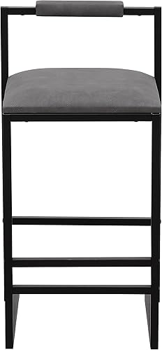 Miniatura 7 de Juego de 2 taburetes de bar de altura de mostrador, cuerda de papel tejida a mano y marco de metal, taburetes de isla de cocina de granja con