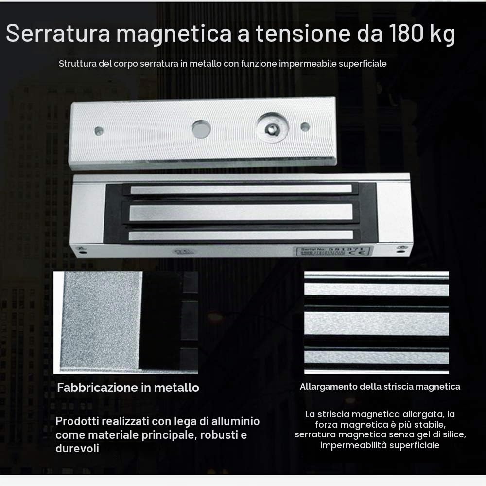 YAVIS Serratura Magnetica Elettromagnetica Porta Singola 180KG (350 LB) DC 12V Fail safe NC Serratura Elettrica Forza di Tenuta per Controllo di Acesso