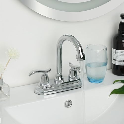 Miniatura 3 de SOLVEX SP-40103 - Grifo de lavabo de baño de 2 manijas, 4 pulgadas, grifo de baño de 3 agujeros, cromado, grifo de lavabo de baño con manija de