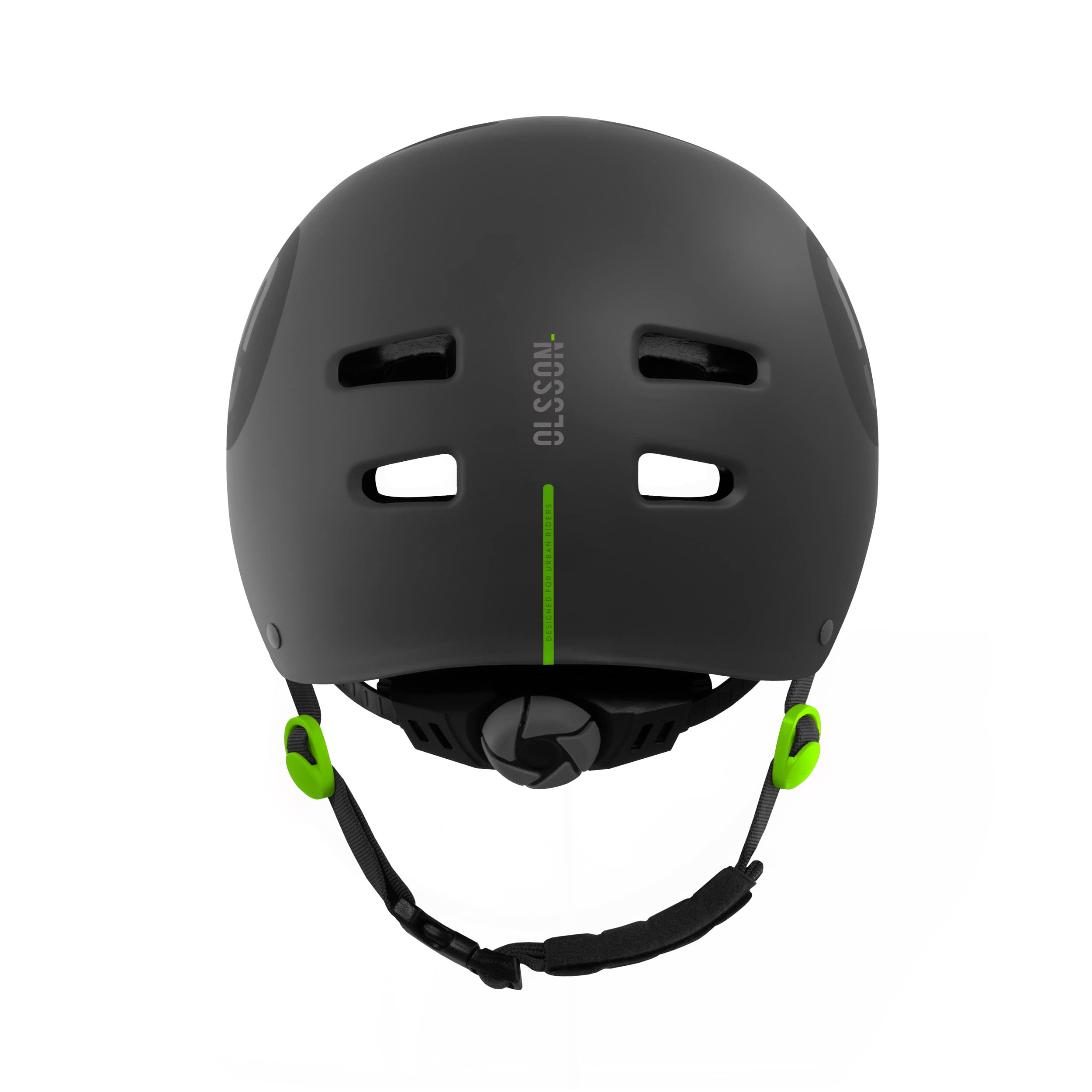 OLSSON Casco Urban Rider Tallas S a L (51-58cm) - Ajustable - Homologado - Resistente a Impactos 360º - Forro Desmontable - Ventilación - Apto patinetes Patines Bicicletas y Skate (Antracita, M/L)